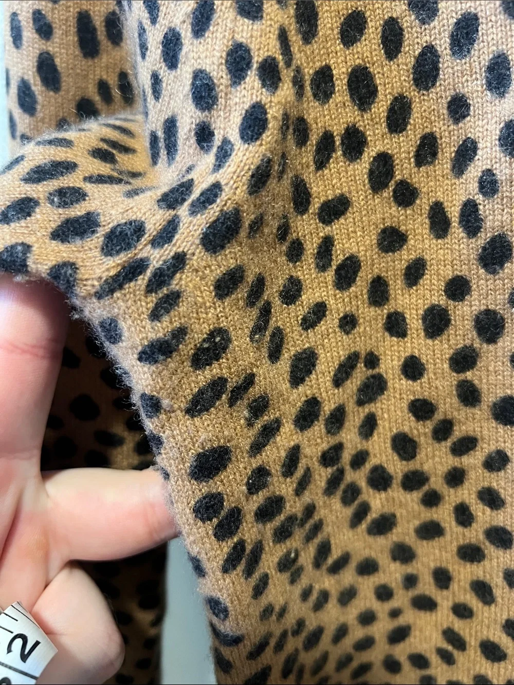 J. Crew Soft 100% Cashmere Lux Crewneck Sweater Leopard Dot